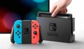 Nintendo Switch console with neon red&blue Joy-Con