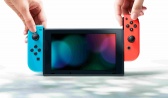 Nintendo Switch console with neon red&blue Joy-Con