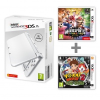 New Nintendo 3DS XL Pearl White+Mario Sports + YW2