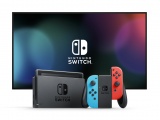 Nintendo Switch console with neon red&blue Joy-Con