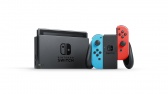 Nintendo Switch console with neon red&blue Joy-Con