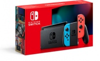 Nintendo Switch console with neon red&blue Joy-Con