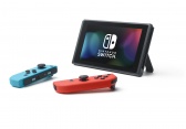 Nintendo Switch console with neon red&blue Joy-Con