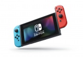 Nintendo Switch console with neon red&blue Joy-Con